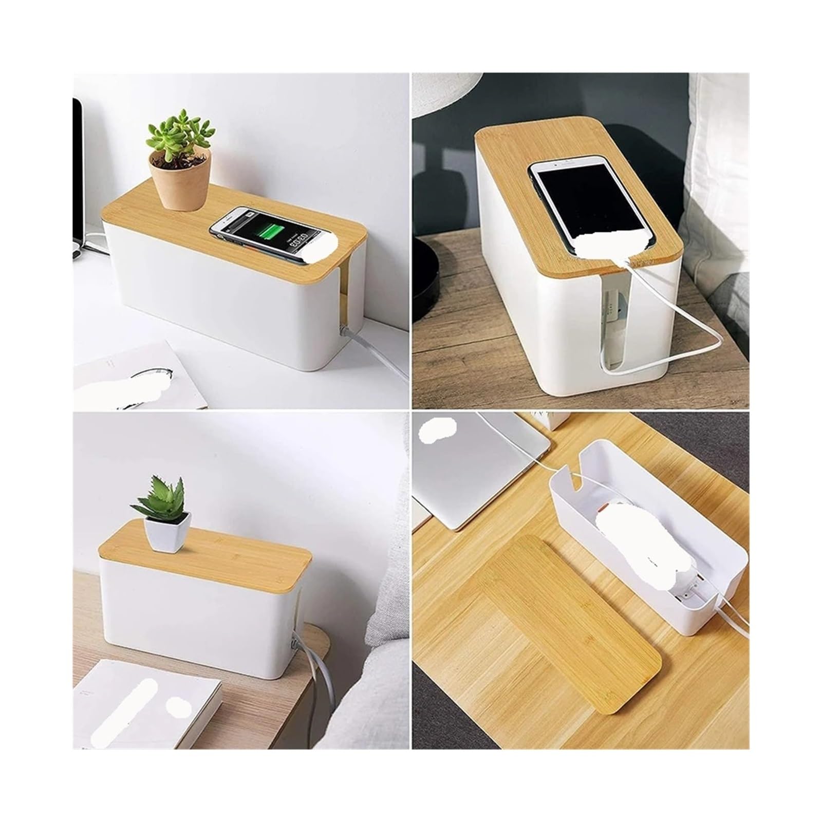 Scatola di gestione, scatole organizer for cavi, compatibili for casa e ufficio(White)