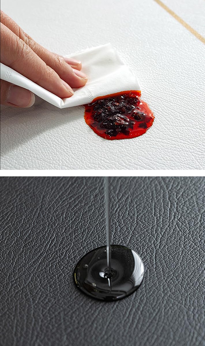 PU Tischdecke Tischmatte Schreibtisch Tischfolie Rund Schutzfolie Tischfoli Tischschutz Matte Beideseiten Wasserdicht Schwarz+Grau Rund 90cm