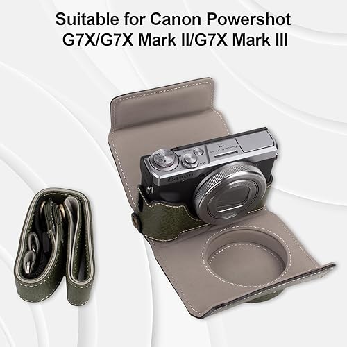 Miniatura 2 de Rieibi G7 X G7X II G7X III - Funda de piel vintage para cámara réflex digital Canon PowerShot G7X G7X Mark II G7X Mark III, funda protectora con