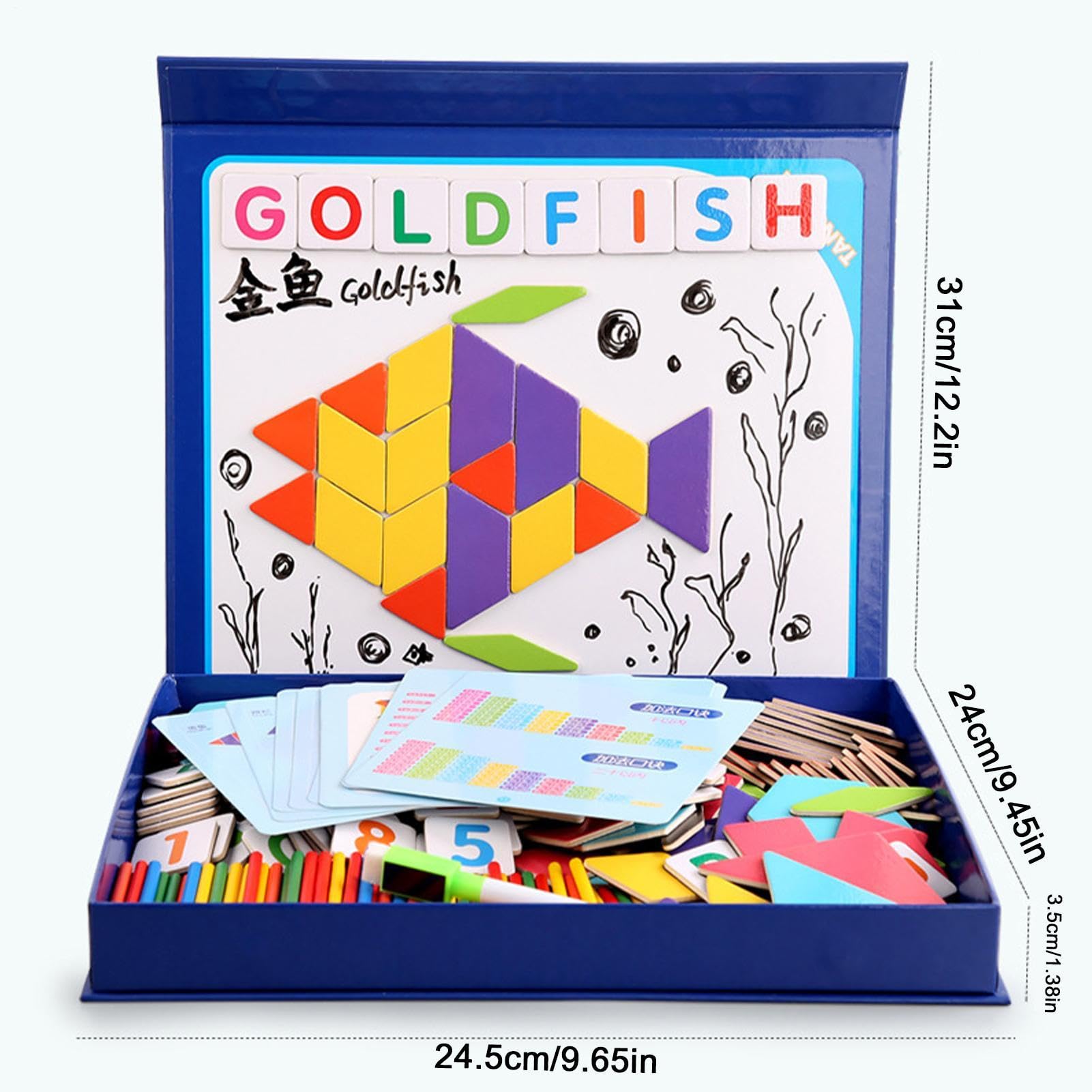 Puzzle Tangram, magnetyczne wzorów Zestaw z matematyki z drewna