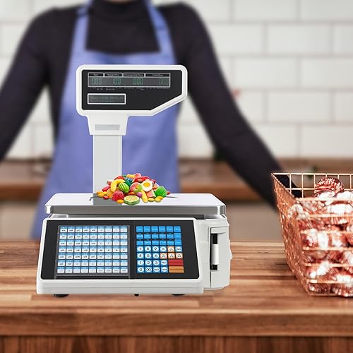 Miniatura 5 de Label Printing Scale,Commercial Food Scale with Label and Receipt Printer,66lbs Capacity Price Computing Scale,Double Side LCD Display for