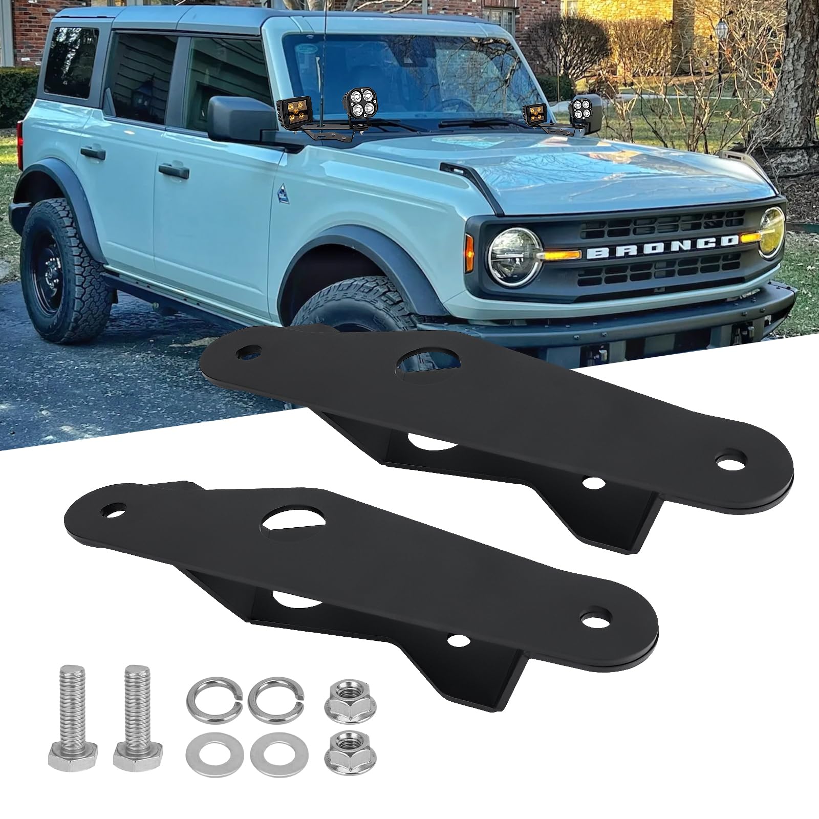 Soportes bisagra inferior parabrisas Ford Bronco para iluminación de acampada