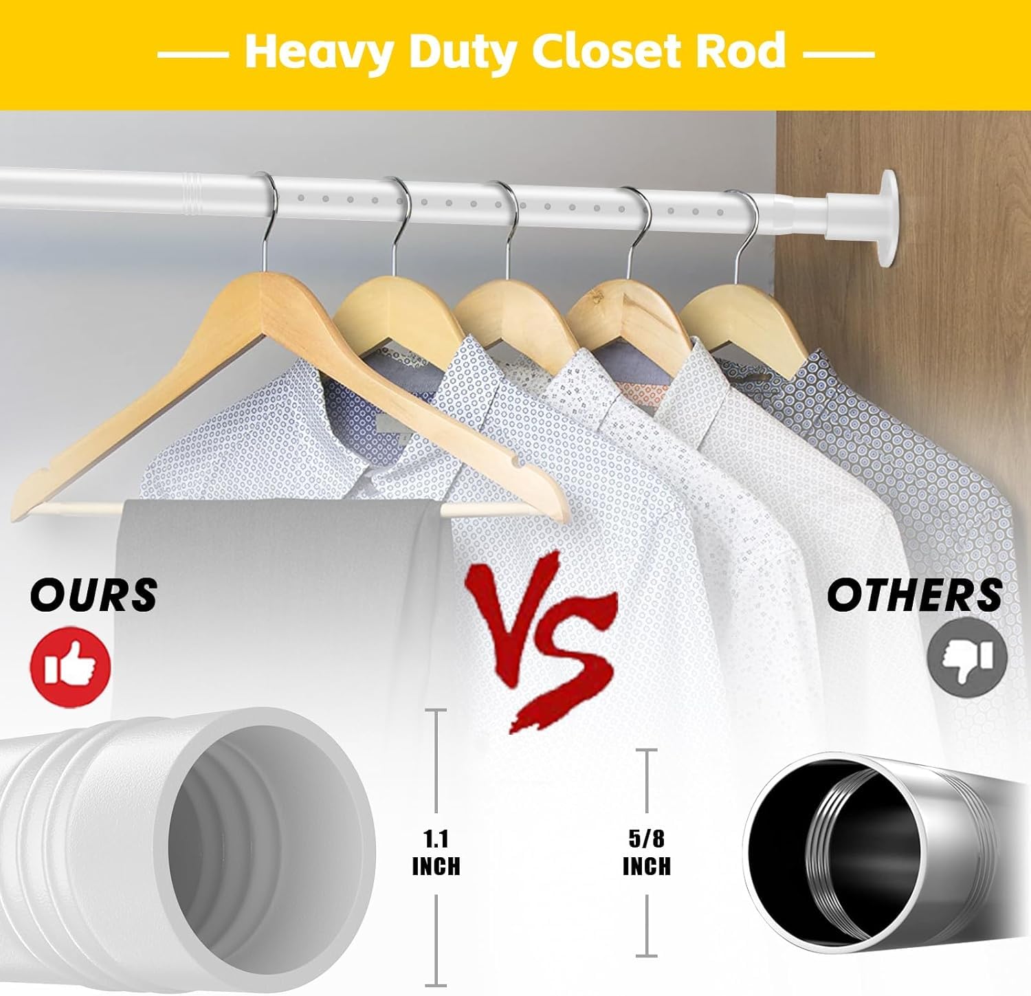 Tringle Vêtements Extensible, 43-139cm Tringle à Vêtements avec Base Ronde Réglable en Acier Inoxydable, Rail pour Suspendre des Cintres et Habillement Dans Penderie, pour Chambre à Couch/Blanc Mat