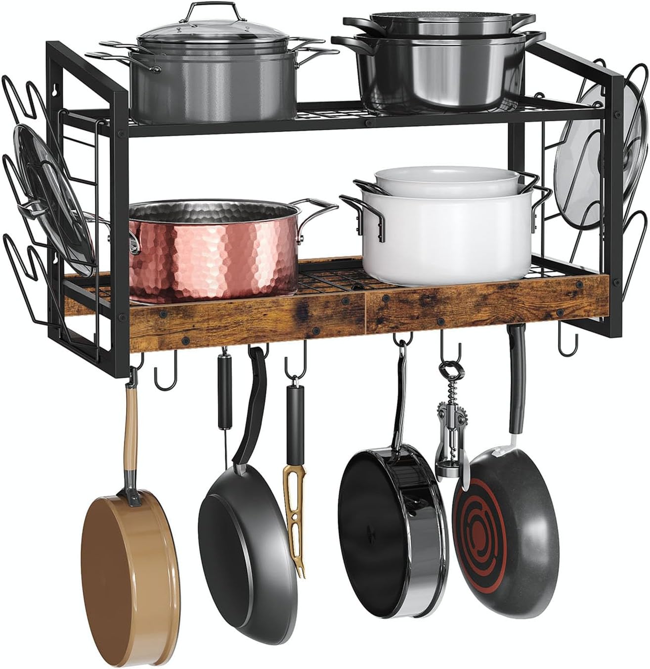 Amazon.com: BestVida SparkWorks 2-Tiered Wall Mounted Pot Rack : Home ...
