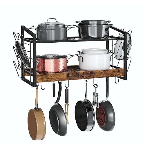 CHOEZON Hanging Pot Rack, Pot Rack Wall Mounted, 2-Tier Kitchen