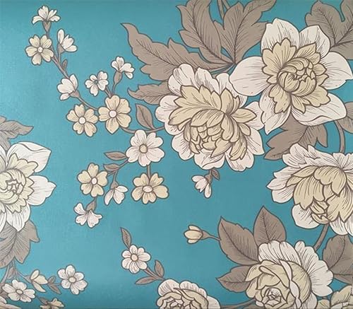 Miniatura 4 de Moyishi Pegatina de papel floral vintage para cajón de aparador, 17.7 x 78.7 pulgadas (azul)