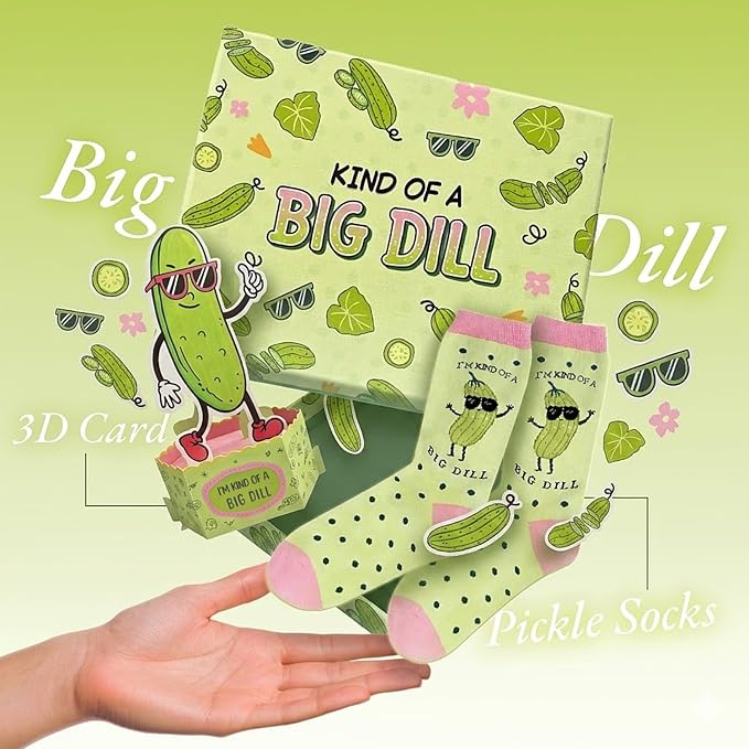Calcetines divertidos HAPPYPOP para mujer - Big Dill Pickle miniatura 2