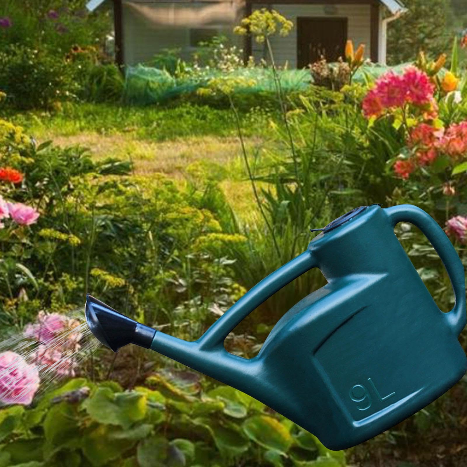 Gießkanne mit Langem Auslauf Als Bewässerungstopf für Gewächshäuser Und Blumenarrangements Stabiler Robuster mit PP Griff Und Düse Zum Abnehmen, Mehrfarbig, 9L