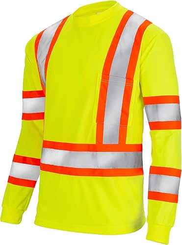 JORESTECH Camisa de trabajo de seguridad negra de manga larga - Alta visibilidad dos tonos amarillolime - ANSIISEA