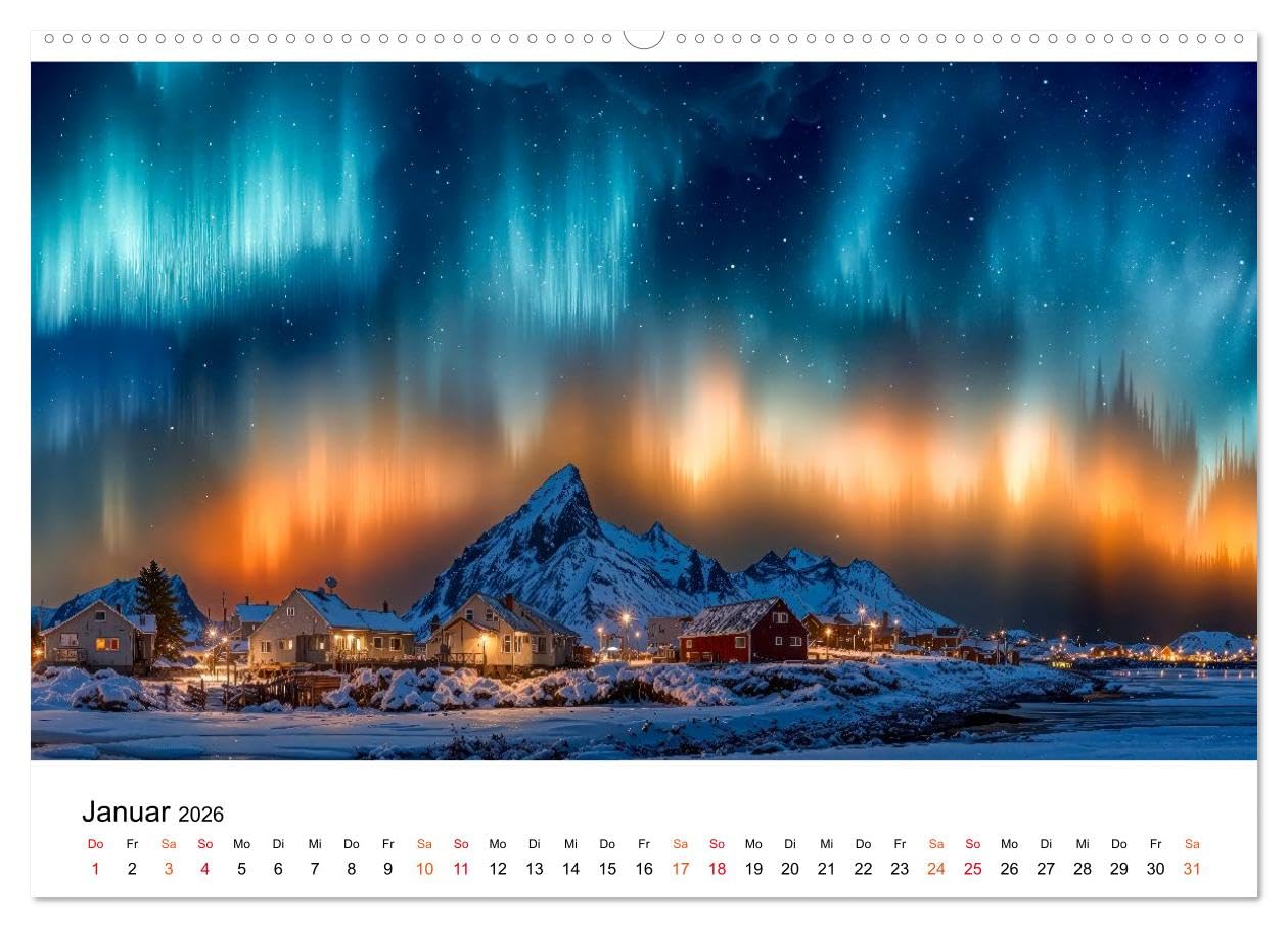 Aurora Borealis - Polarlicht Nordlicht (hochwertiger Premium Wandkalender 2026 DIN A2 quer), Kunstdruck in Hochglanz: Momente, in denen Himmel und Erde miteinander tanzen. (CALVENDO Natur)
