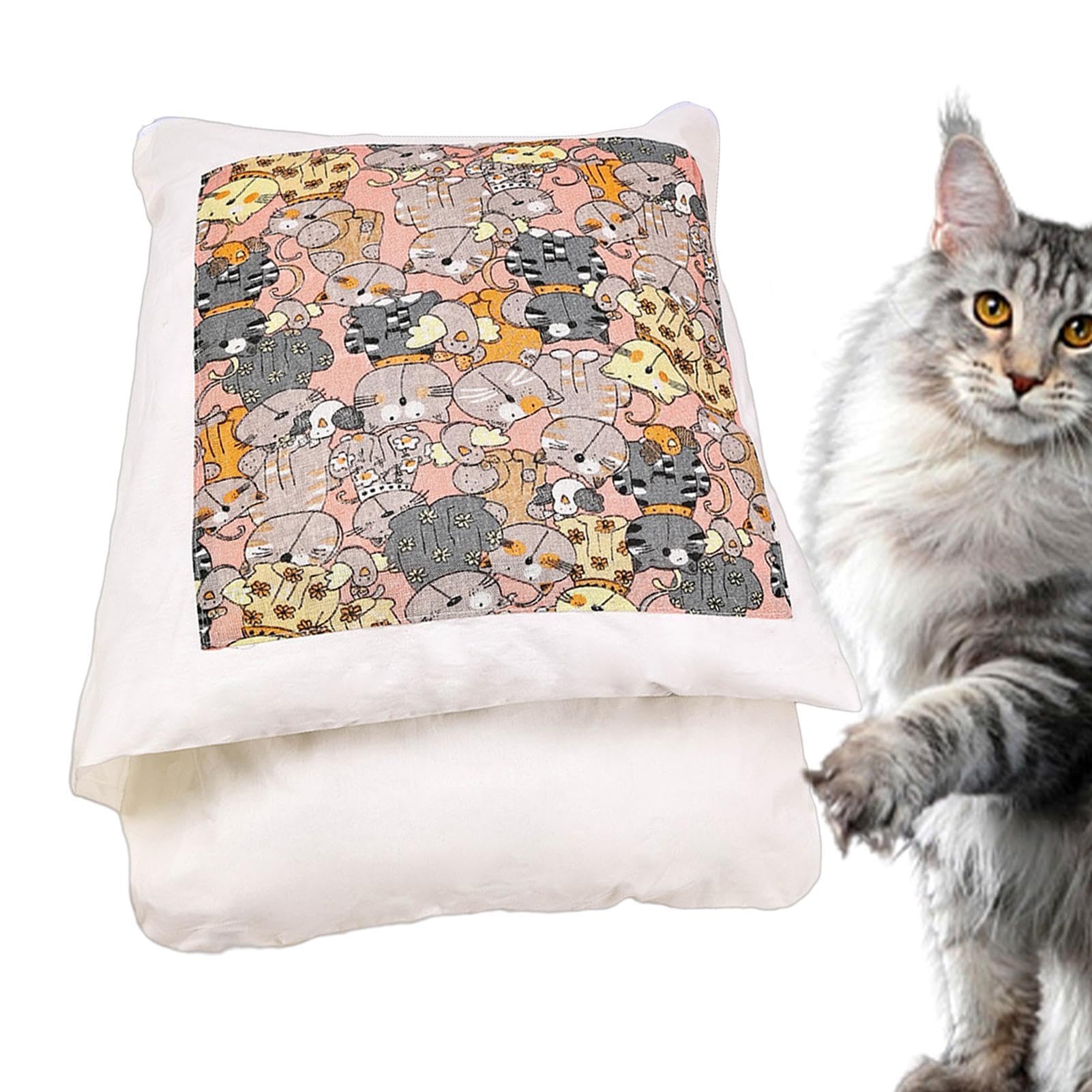 Sac de couchage pour animal domestique avec tapis chauffant lavable et fermeture éclair pour chat chien