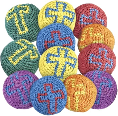 Fun Express Pelotas de punto de cruz religiosa (juego de 12) escuela dominical y suministros VBS