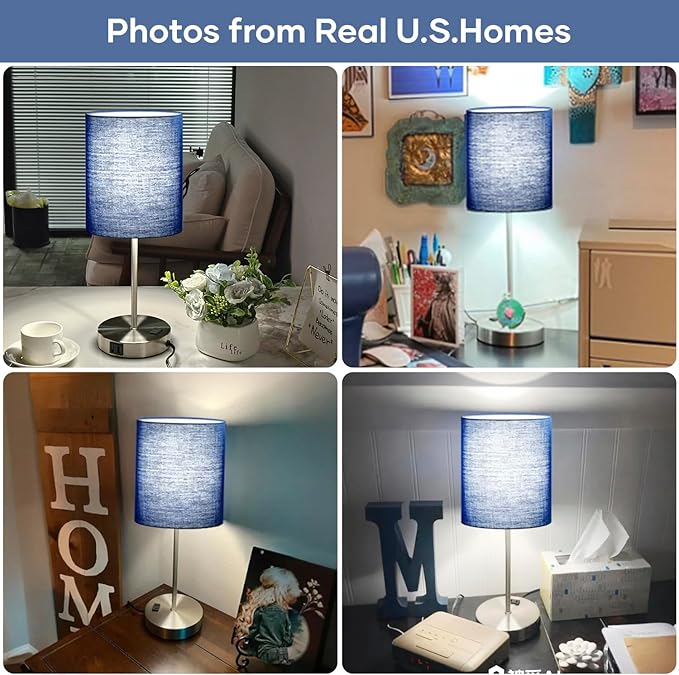 Lynnoland Set of 2 Touch Control Table Lamps with 2 USB & AC Outlet, 3-Way Dimmable Bedside Nightstand Lamps for Bedroom Living Room Nursery, 800 Lumens 5000K Daylight Bulbs Included photo 6