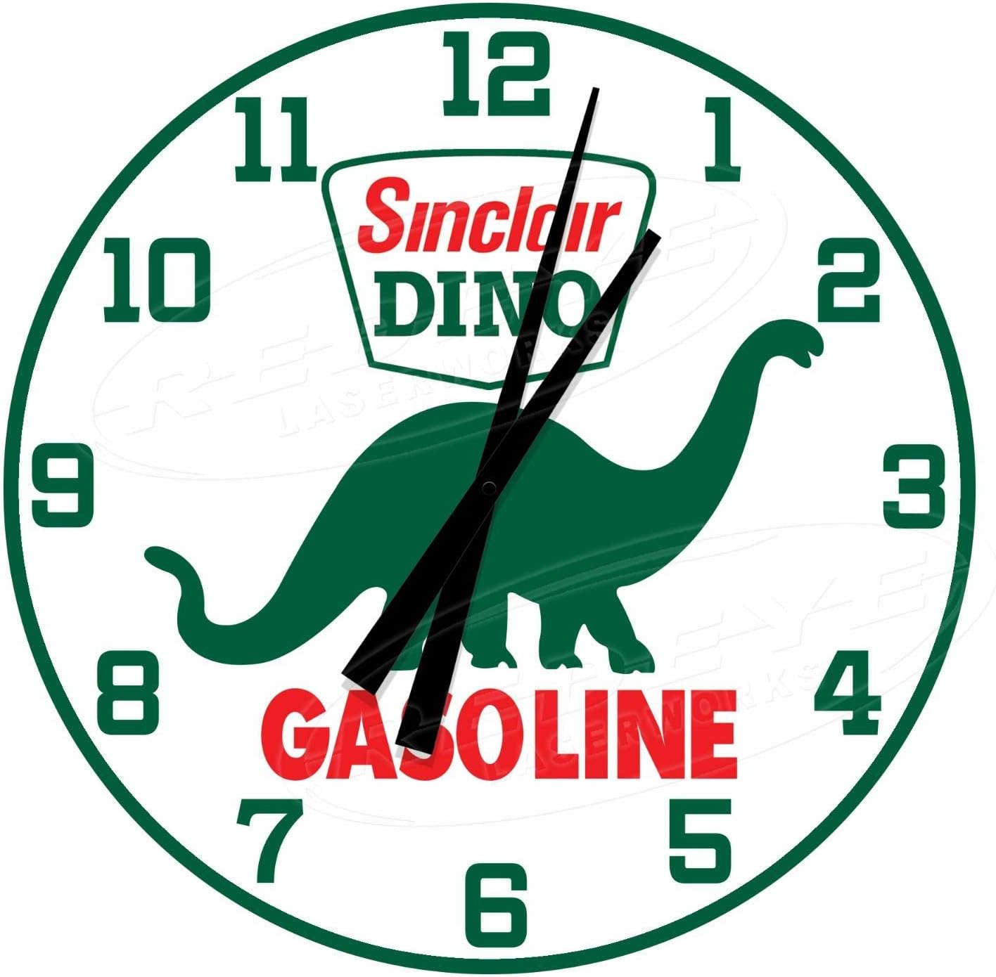 Sinclair Gasoline Dino 12" Diameter Aluminum Metal Round Wall Clock