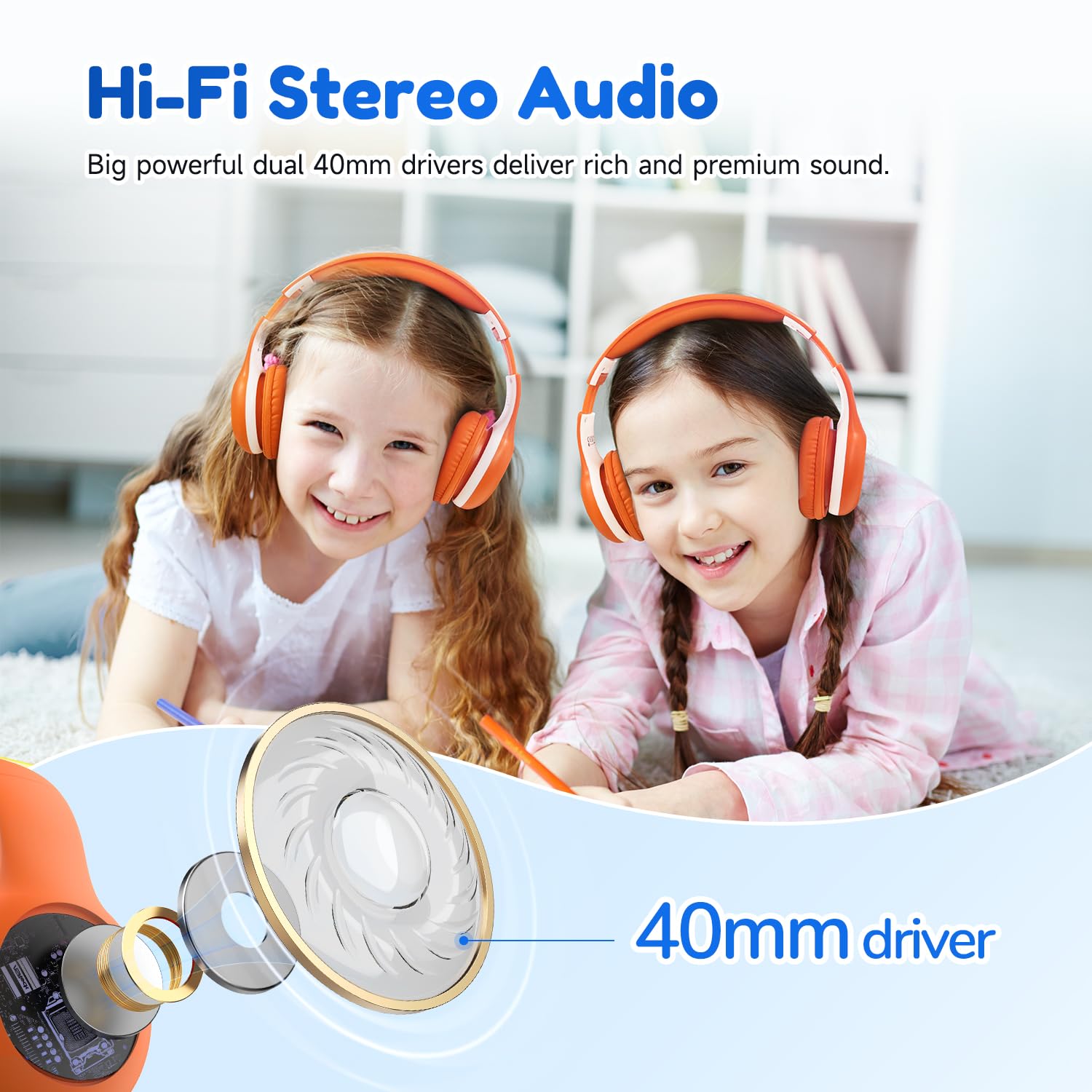 EarFun Kids Headphones Wireless, Bluetooth 5.4 Headphone for Boy/Child with Mic, 85/94dB Volume Limited Foldable Over Ear - Image 3
