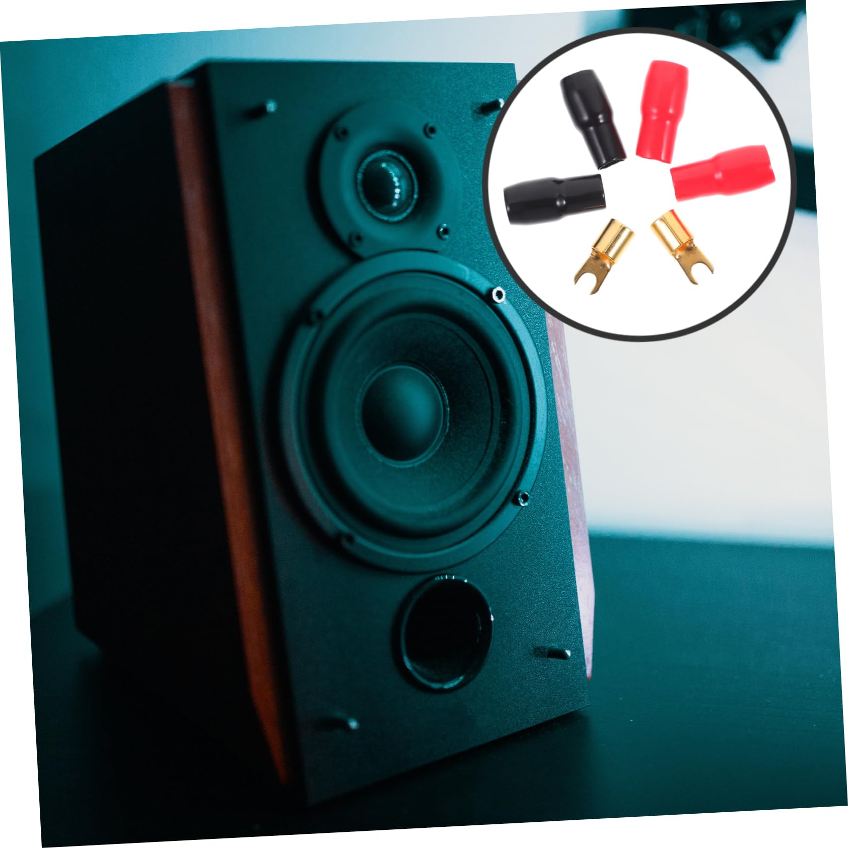 VILLFUL 5 Pairs Copper Spade 4 Gauge Spade Speaker Wire Adapter Spade Terminal 4 Gauge Speaker Wire Connectors Wire Crimp Connector Wire Crimp Terminal 2 Gauge Fork Terminal Connector