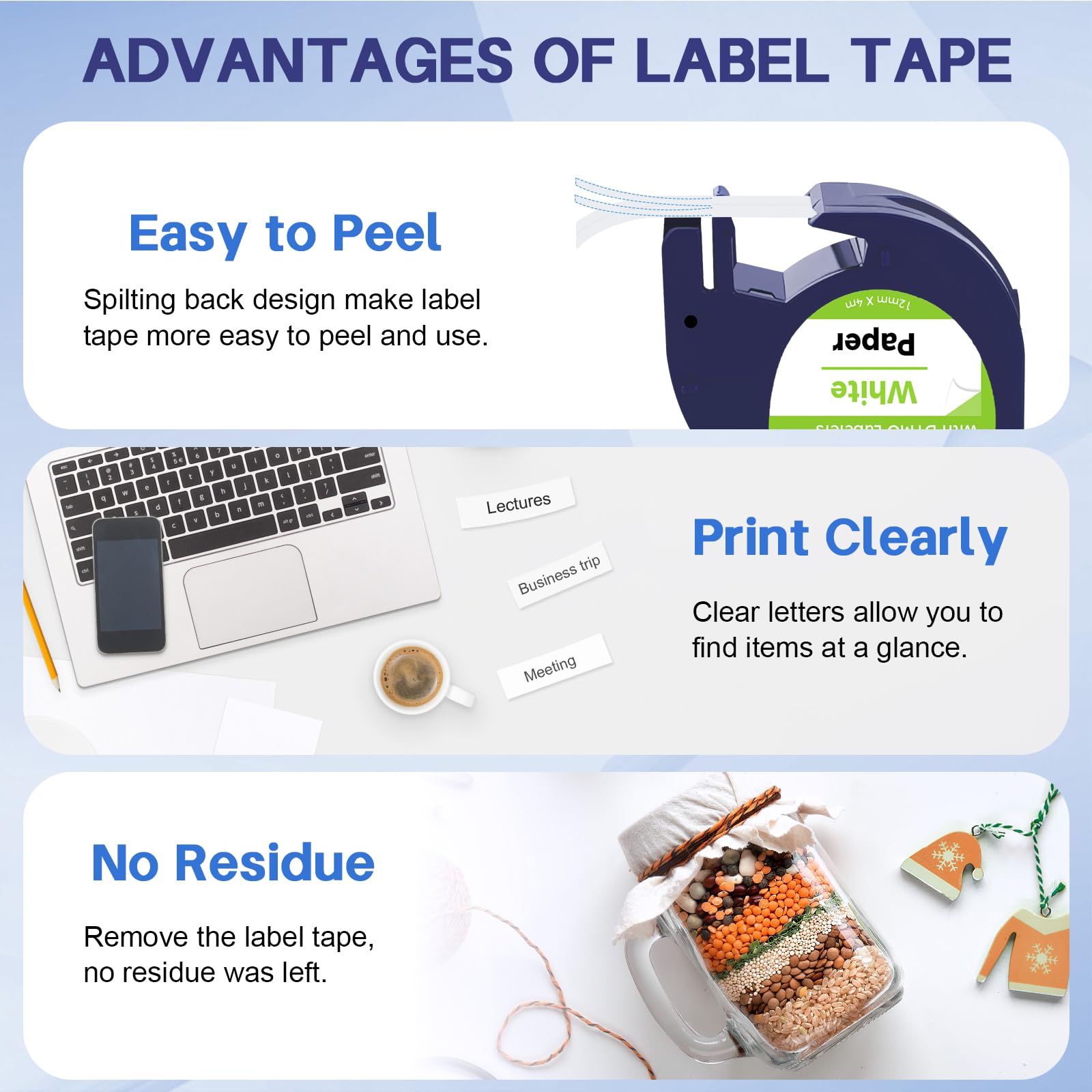 5X Kompatibles DYMO LetraTag-Etikettenband 91200 91220 White Letra Tag LT-100H E - Foto 2