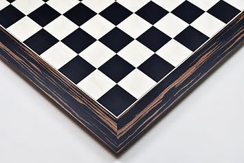 Deluxe Wooden Chess Board Black Dyed Poplar & White Erable, 22 Matte Finish | 55 mm Squares | Premium Luxury Board for Collectors & Players