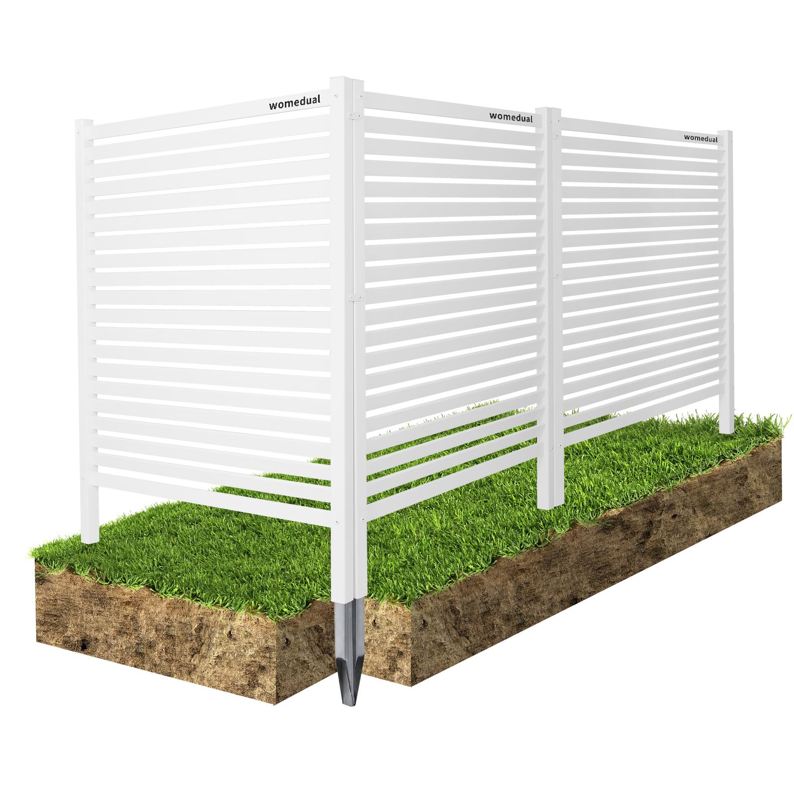 Air Conditioner Fence - 48" W x 48" H Trash Can Fence, Easy Assembly Privacy Fence Panels for Outside, Decorative Screen for AC Units & Pool Equipment, White Vinyl Fence 3 Panels