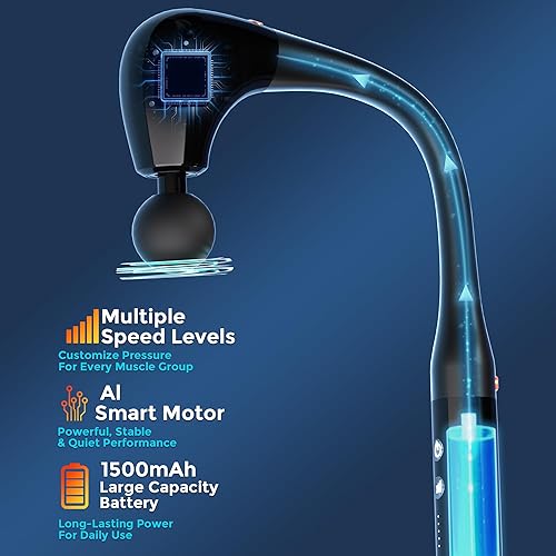 Miniatura 4 de Back Massager for Pain Relief Deep Tissue, 2-in-1 Detachable Forms Percussion Massage Gun, Massage Gun Deep Tissue with 4 Heads & 5 Intensity Levels