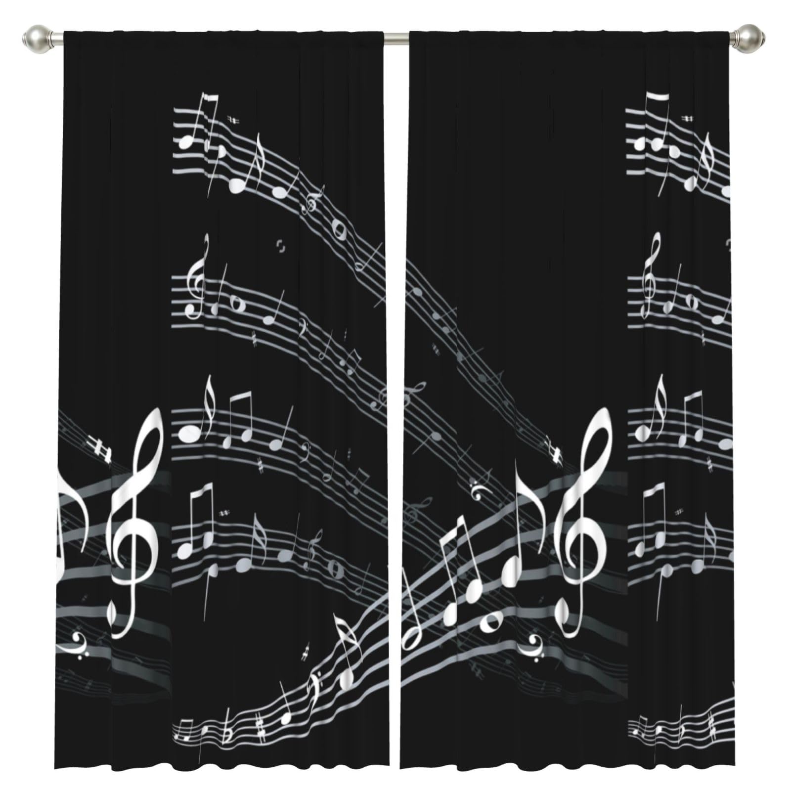 InOmak Musical Note, 2 Panels Window Curtains 52 x 84 Inch Blackout Curtains for Living Room Bedroom