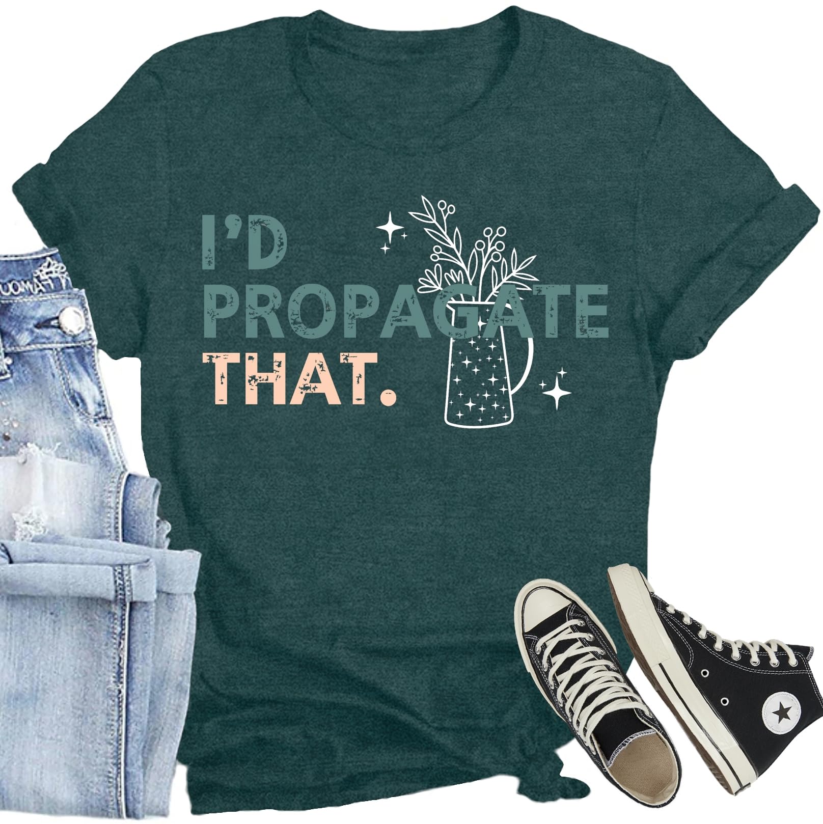 Plant Shirts for Women I'd Propagate That Letter Print T Shirt
