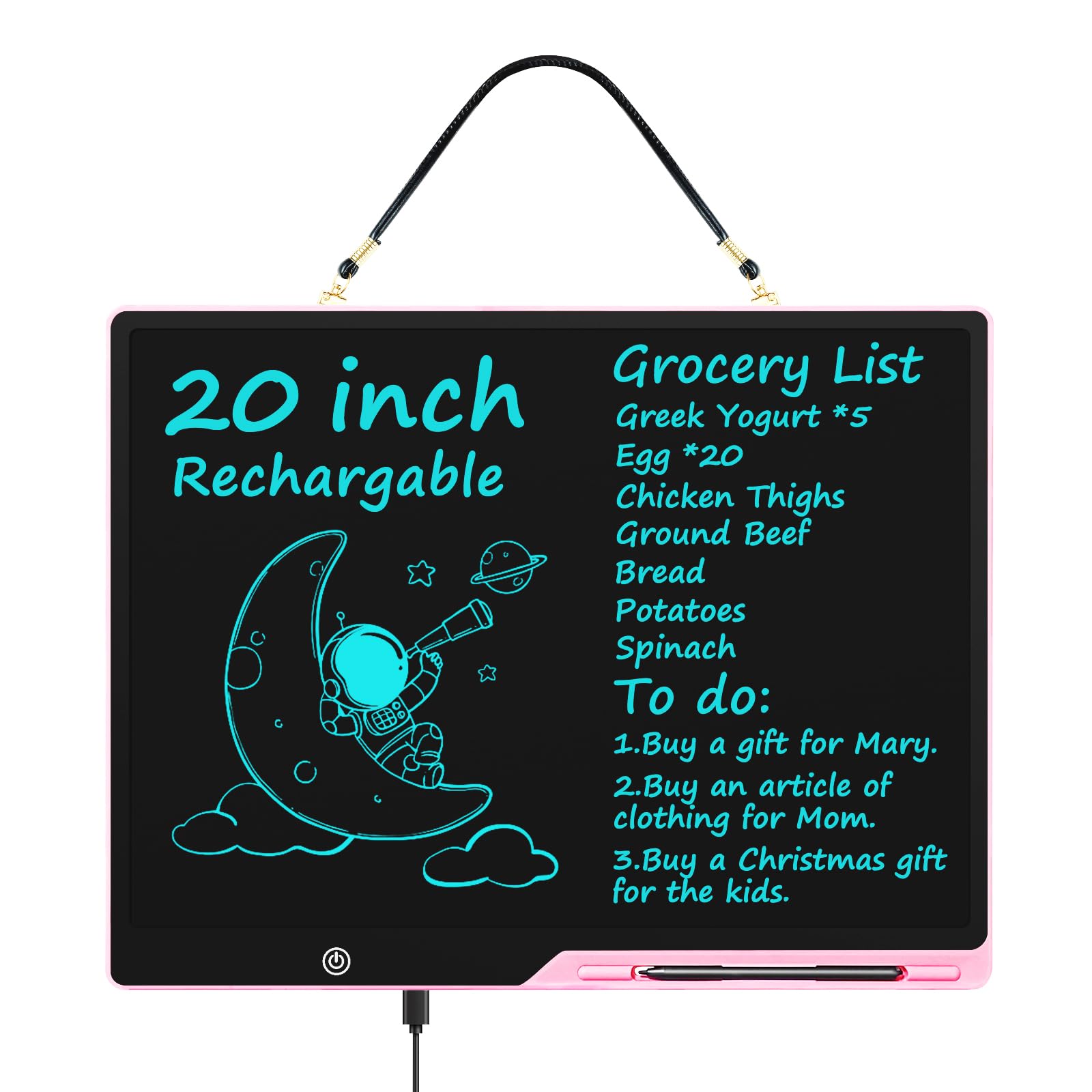 Photo 1 of [Rechargeable] 20 Inch LCD Writing Tablet for Kids, Extra-Large Drawing Tablet for Adults, Educational & Learning Toys for Boys Girls Ages 8-12 Years Old, Drawing Board for Kids Birthday Gift (Pink)