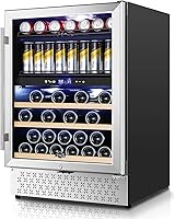 Vista 21 de Tylza 15 Inch Beverage Refrigerator, 130 Cans Quiet Beverage Fridge, 15'' Beverage Cooler Under Counter with Glass Door and Lock for Built-in or