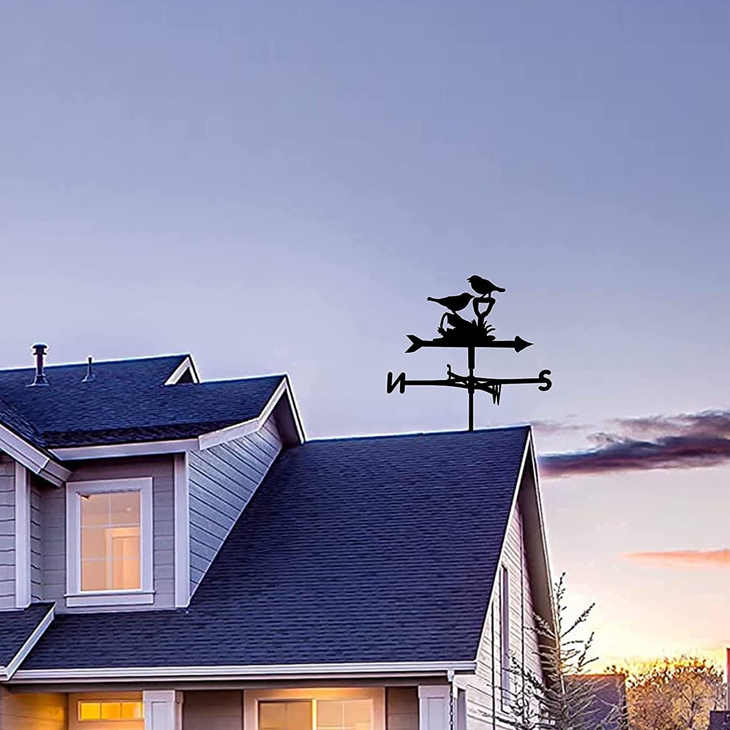 Weather Vane Creative Weathervane Animal Bird Decoration Wind Vane Stainless Steel Weather Vane Outdoor Farmhouse Garden Patio Yard Roof Ornament Weathervanes
