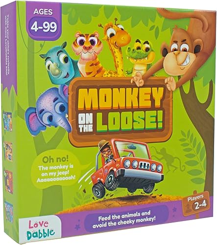 Safari Escape - Juego de mesa Monkey on the Loose Dodge The Mischievous Monkey, maniobra desafíos y completa la misión de alimentación de animales