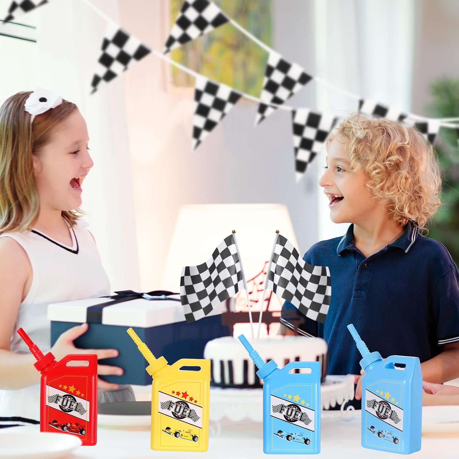 Mifoci 24 Pcs Race Car Fuel Can Cups Set 11 oz Fuel Race Drinking Cup with Straw Red Blue Yellow Racing Theme Birthday Party Favor for Kids Racing Car Theme Birthday Party Baby Shower