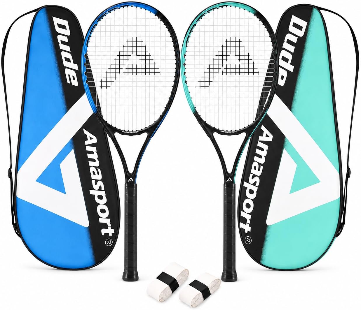 27 Inch Tennis Rackets for Adult Recreational 2 Players Tennis Rackets Set with 2 Overgrips and 1 Tennis Bag. Perfect for Beginners and Students Training