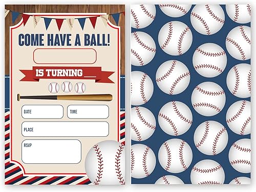Miniatura 3 de FujLoy Invitaciones para fiestas de cumpleaños de béisbol, invitaciones de fiesta de béisbol (050)