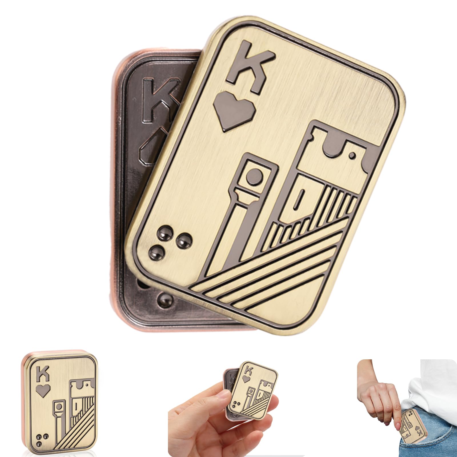 Fidget Slider for Adults,Metal Magnetic Fidget Toys for Stress Relief,Anxiety,ADHD,EDC Poker Push Card Cool Office Desk Magnet Toy Gift for Teen Friends Husband