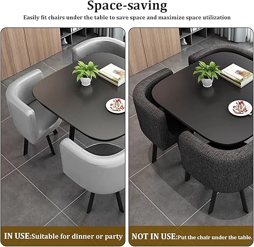 Miniatura 4 de Juego de mesa de comedor cuadrada con sillas, mesa de cocina compacta y 4 sillas, mesa de conferencias moderna con sillas, mesa de recepción para