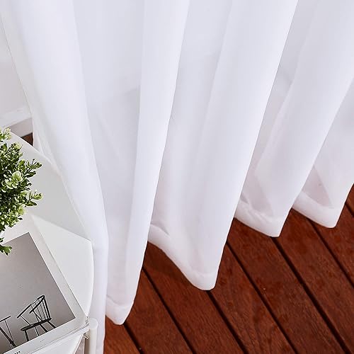 Miniatura 5 de NICETOWN - Cortinas traslúcidas de gasa con ojales, para sala de estar o puertas corredizas, 84 pulgadas de largo x 140 pulgadas de ancho, 2 paneles