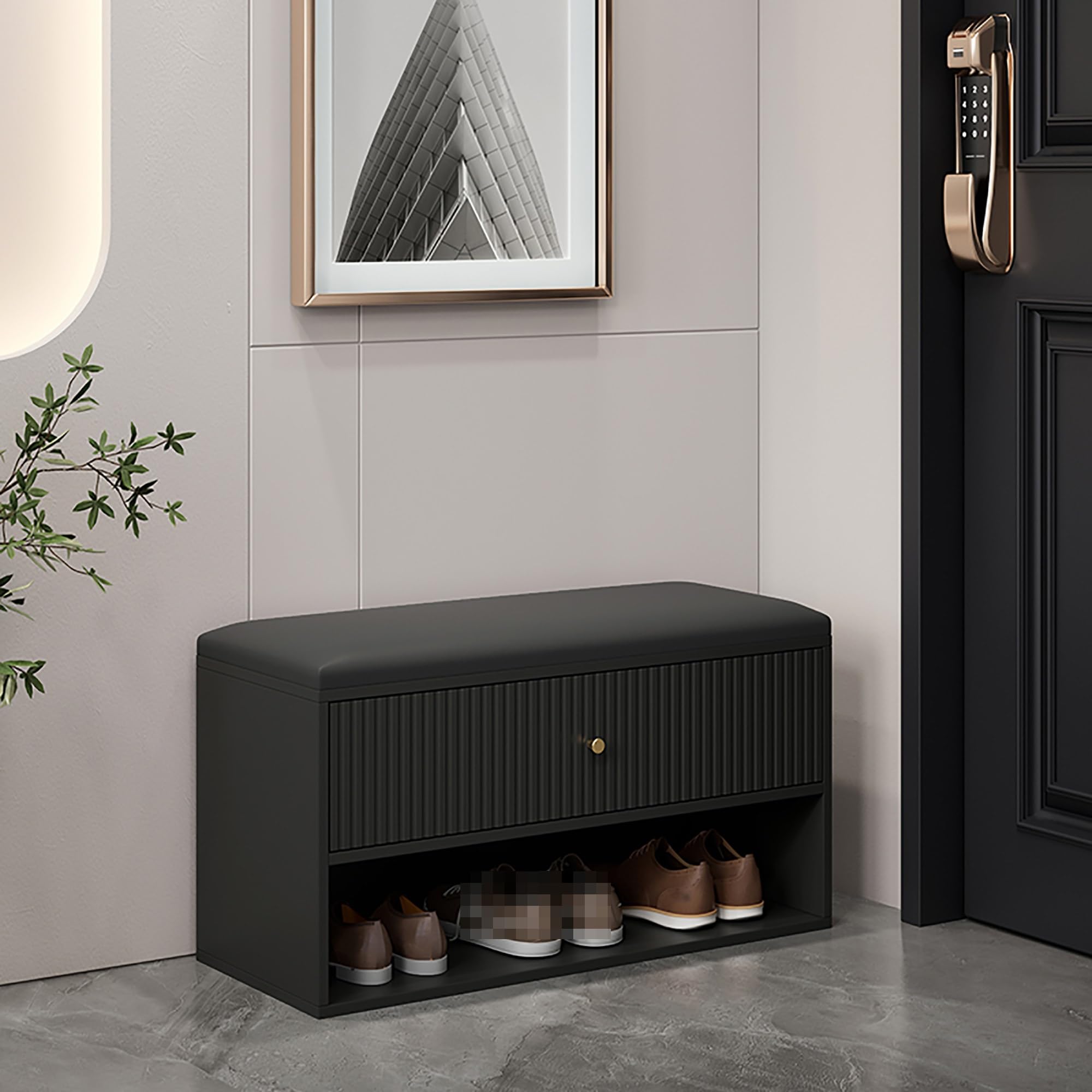 Meuble chaussures noir idéal pour aménager une entrée accueillante et rangée