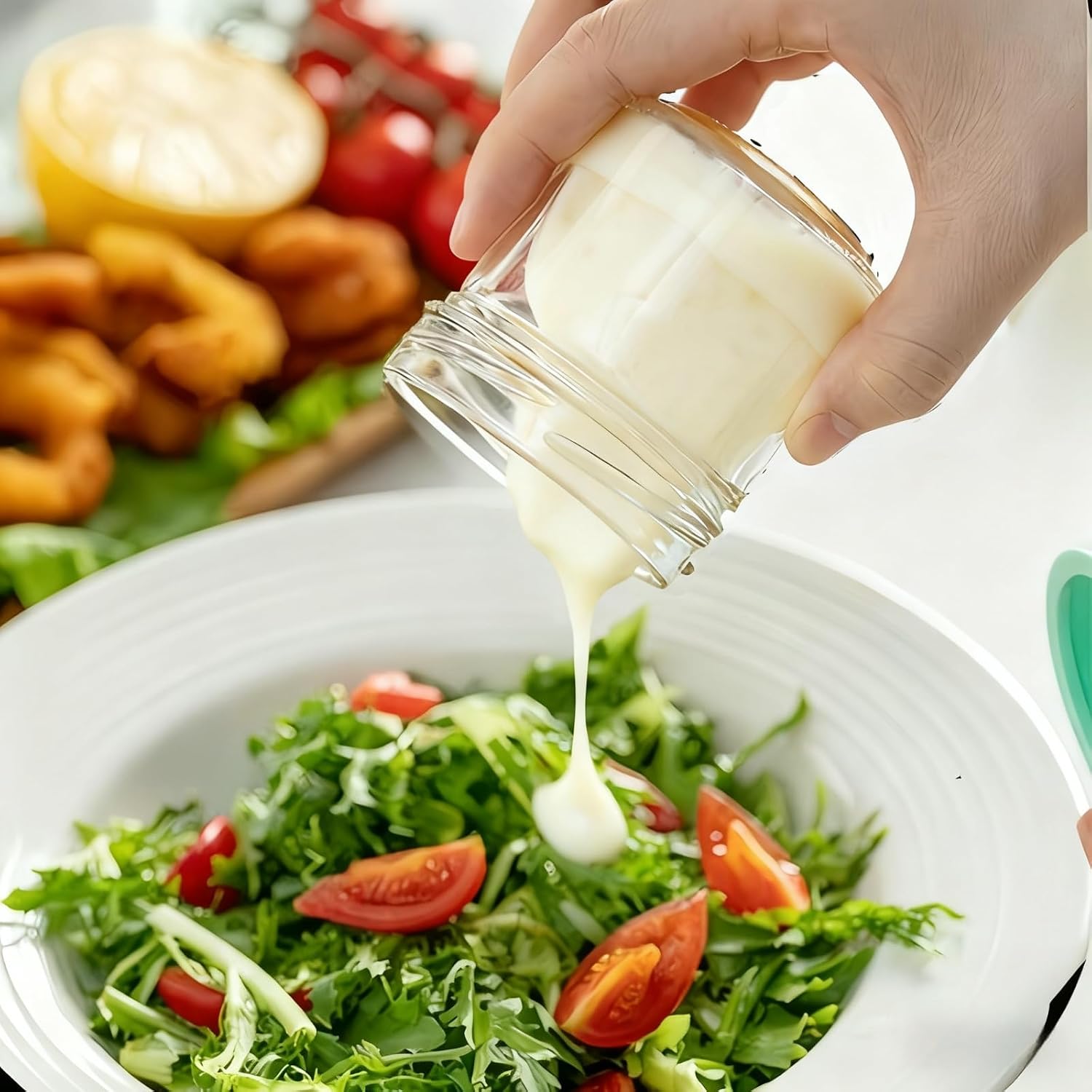 stablerice 3 Sizes of Salad Dressing Container To Go Glass Small Condiment with Lids,Sauce Cups Mini Condiment Dip Jars with Lids,Leakproof Reusable for Lunch Box Accessories,2,3 & 4 oz, Set of 12 image 2