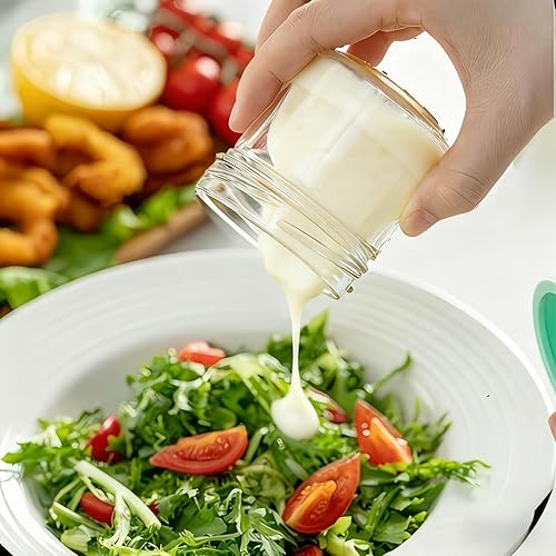 Miniatura 2 de 3 tamaños de recipiente para aderezo de ensalada, pequeño condimento con tapas, tazas de salsa, mini frascos de condimentos con tapas, a prueba de