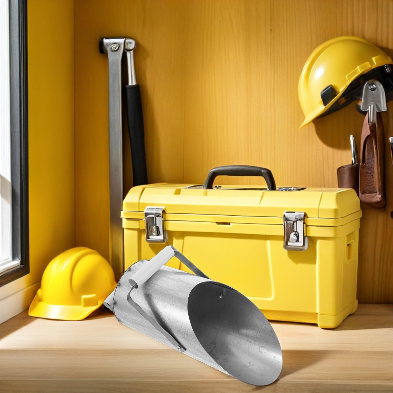 Healeved Herramienta de Albañilería para Construcción con Embudo para Verter Mortero Cubeta Diseño Ergonómico para Soportes y Columnas