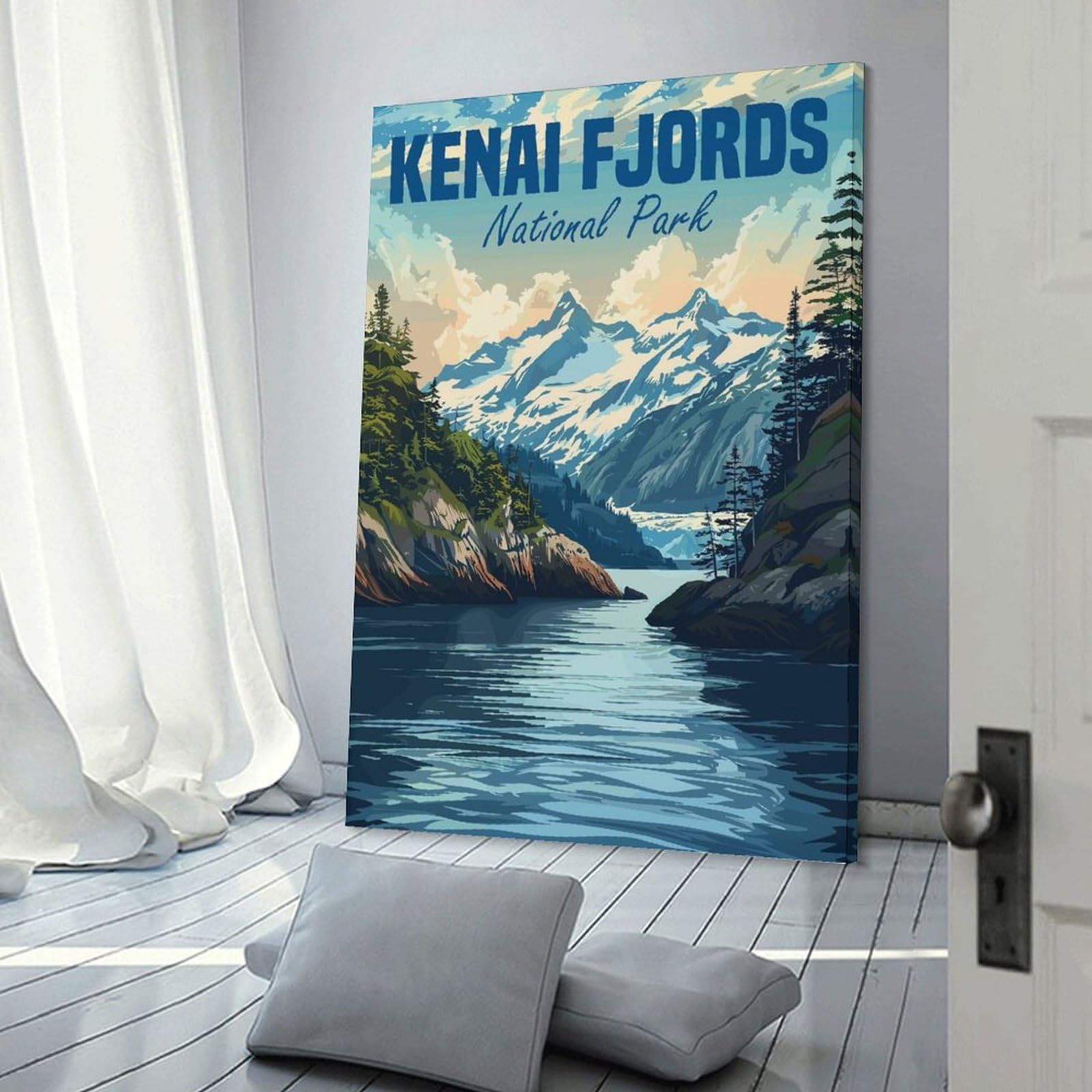 Junmoney Kenai Fjords National Park Canvas Art Print, 24x36inch(60x90cm), for Bedroom, Lounge Or Dressing Area, Canvas Wall Decor for Personal Spaces