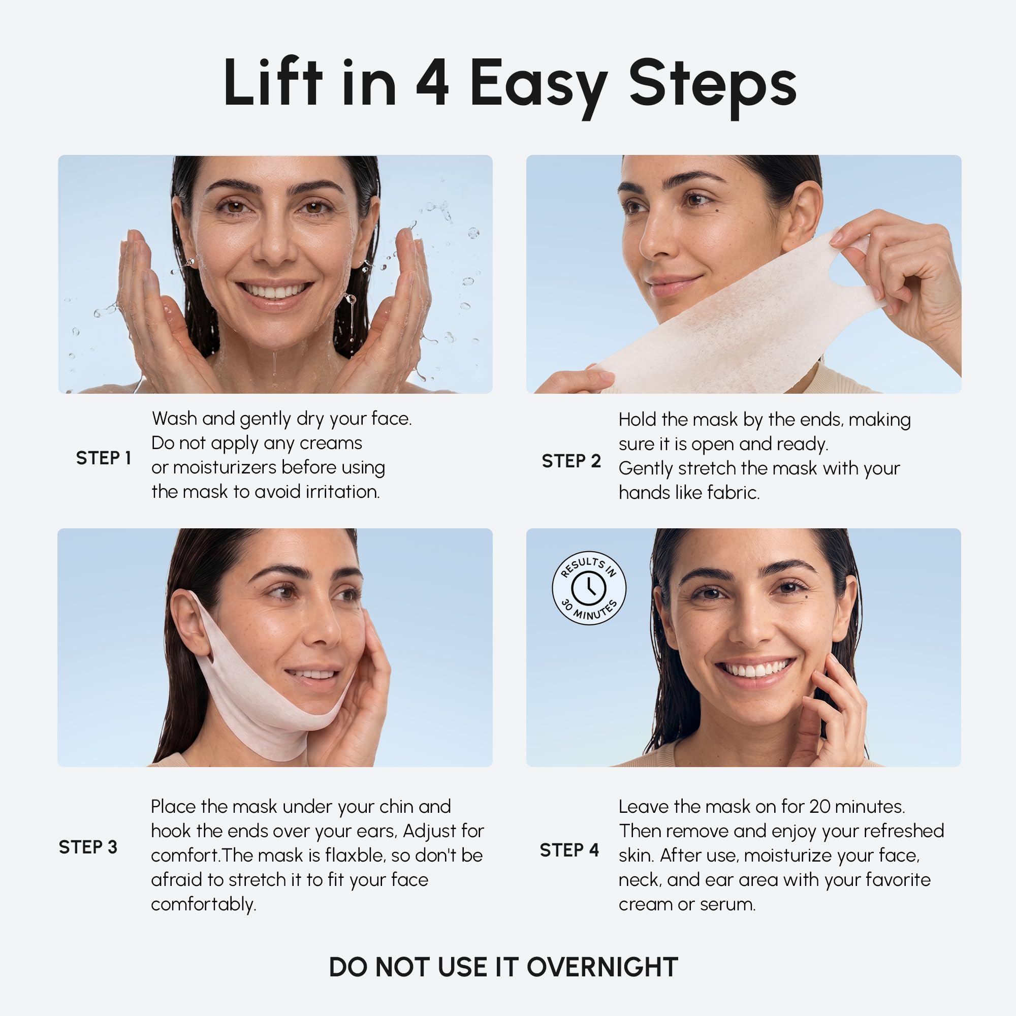 MAREE V Line - Maschera per lifting facciale al retinolo e nastro per sollevamento del collo, riduttore del doppio mento e modellatore della mascella, maschera facciale al collagene al retinolo per