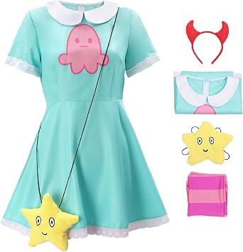 C-ZOFEK US Womens Star Cosplay Costume Dress With Headwear and Bag for Halloween Christmas