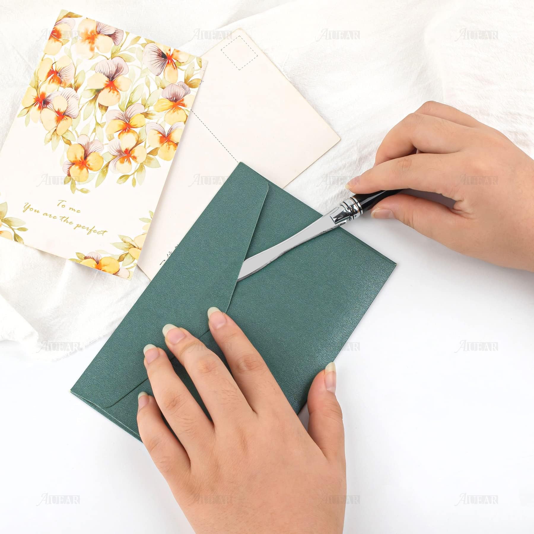 Ouvre Lettre Métal Noir Coupe Papier Élégant