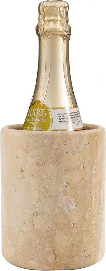 Travertine Wine Cooler 6.5" inches handmade beverage cooler for bar accessories, Wine Chiller for bottle & champagne - Bottle cooler, Wine bottle holder for bar décor