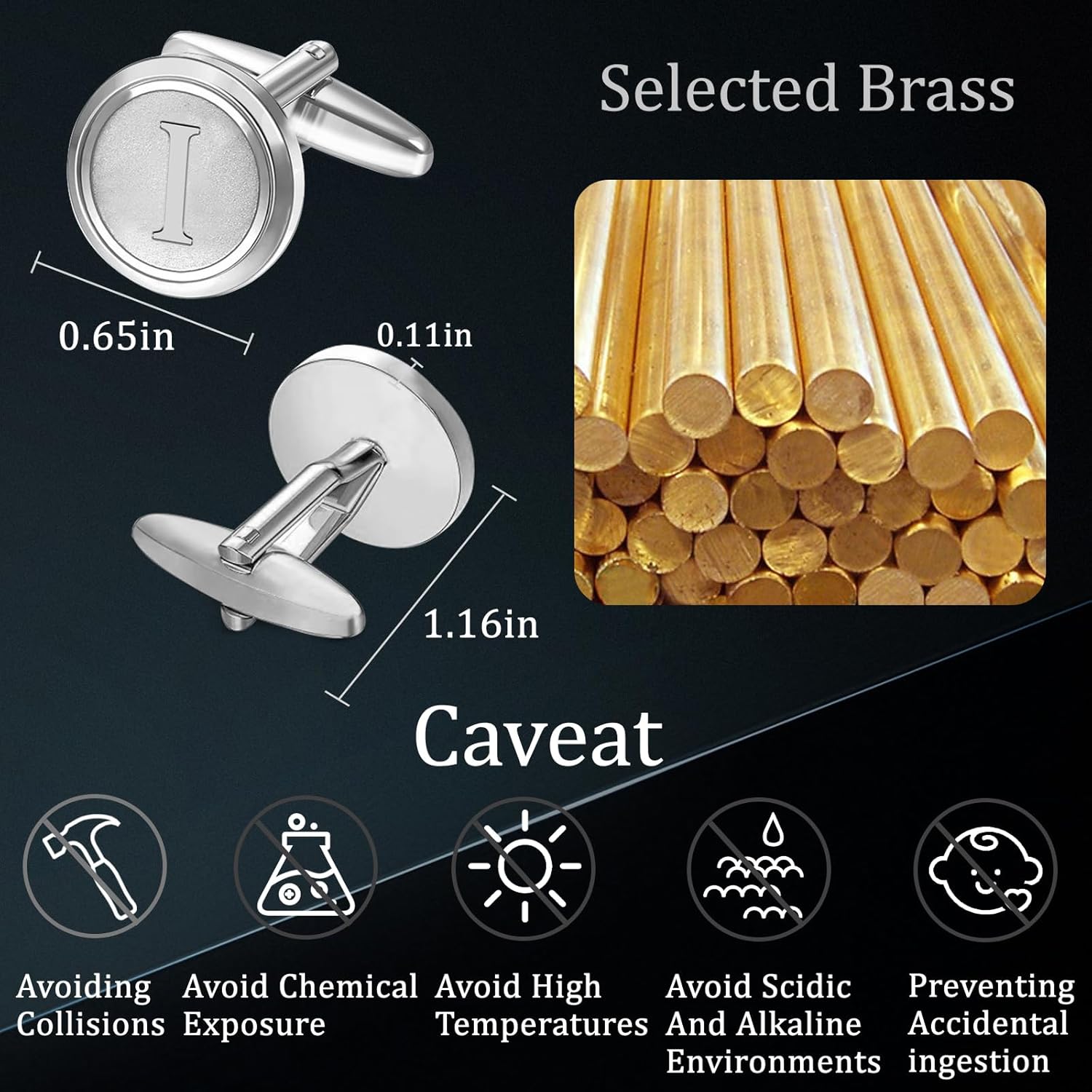 Mens Classic Stainless Steel Initial Cufflinks 26 Alphabet Initial Letter Cufflinks Business Wedding Shirts A-Z - Image 4