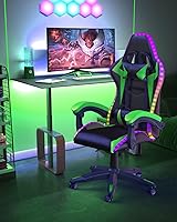 Vista 56 de Gaming Chair with RGB LED Lights, High Back Ergonomic Computer Gamer Chair with Headrest and Lumbar Support, Racing Style Reclining Game Chair for
