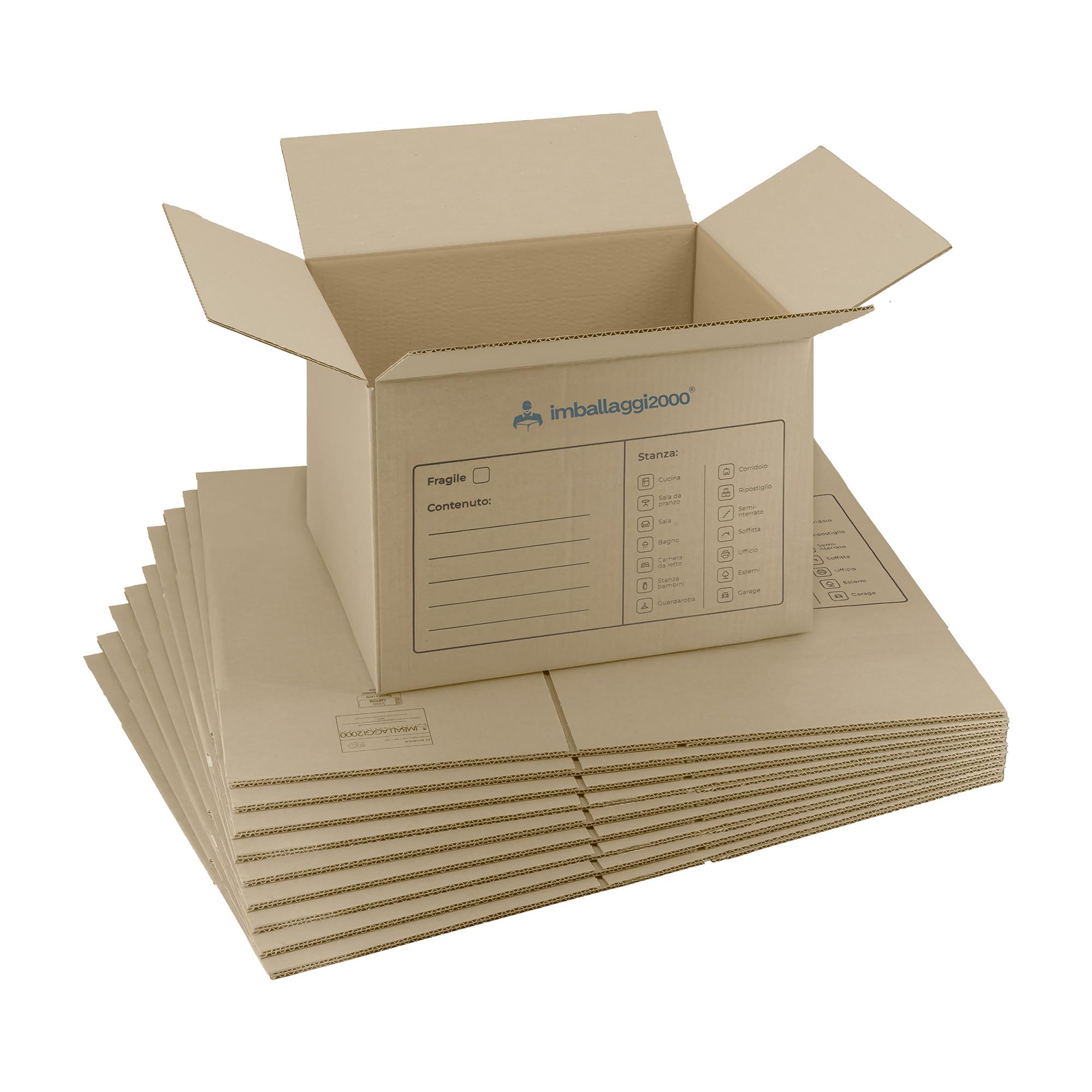 IMBALLAGGI 2000-10 Scatoloni da Trasloco - 30x30x30 cm - Scatola di Cartone - Imballaggi per Spedizione e Trasloco Resistenza RINFORZATA - 10 Pezzi