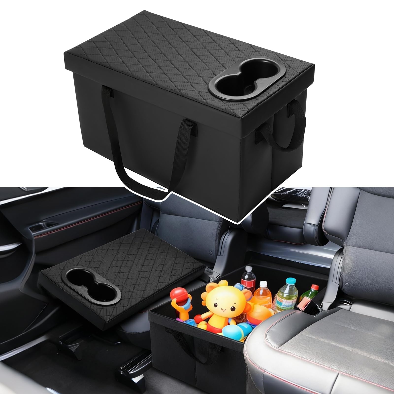 Shademax Custom for Ford Explorer Seat Organizer with Cup Holders Car Backseat Organizer for Ford Explorer 2020-2025 2026 Accessories Console Organizer for Kids Toys, Baby Supplies, Travel Dog Toys
