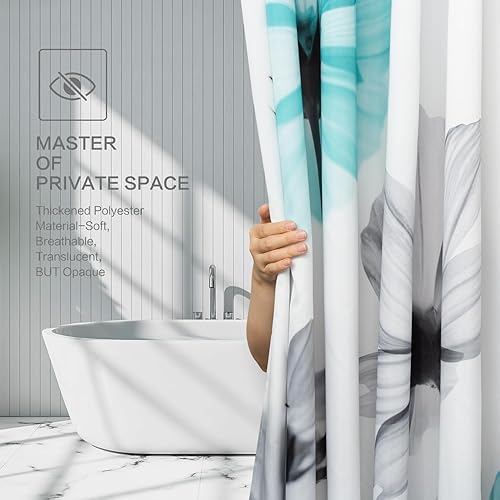 Miniatura 4 de Cortina de ducha floral rústica, cortina de ducha de margaritas con pintura acuarela, juego de cortinas de ducha impermeables de estilo granja con